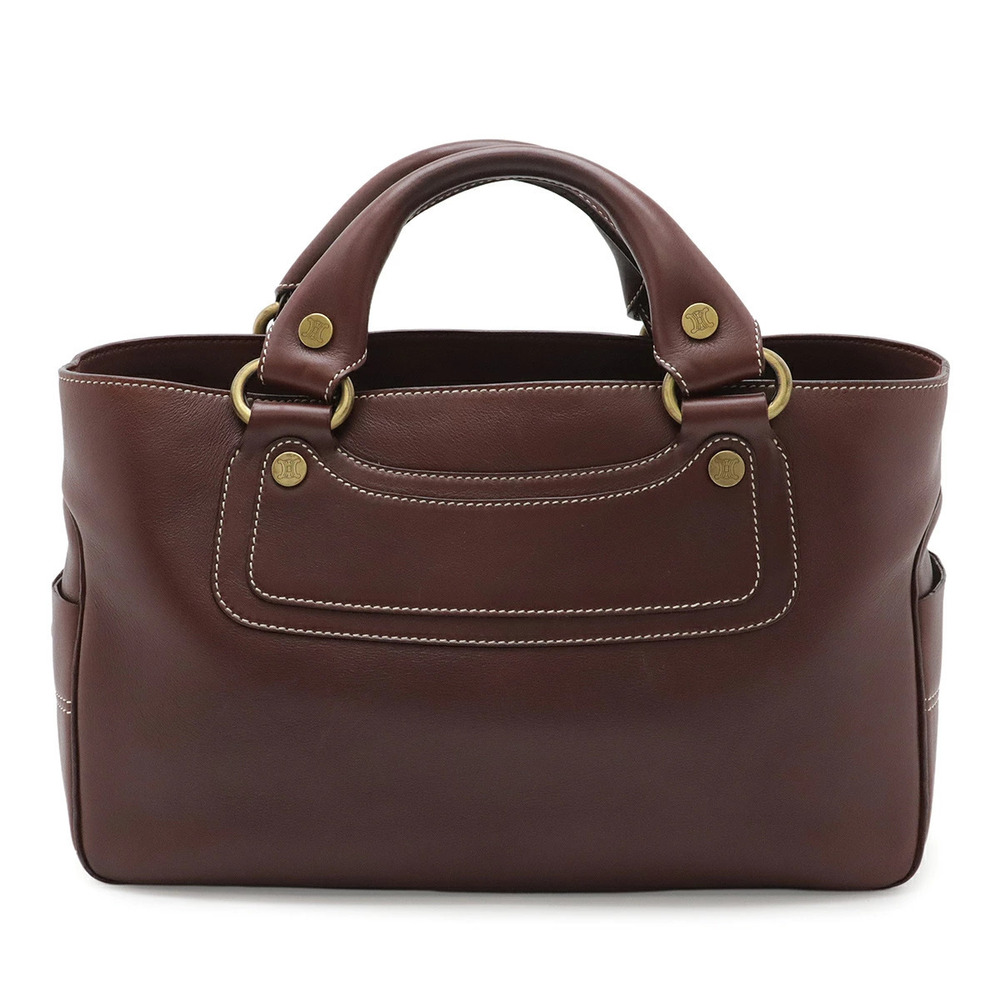 Celine Boogie Bag Handbag Tote Leather Bordeaux Purple Brown Wine Red